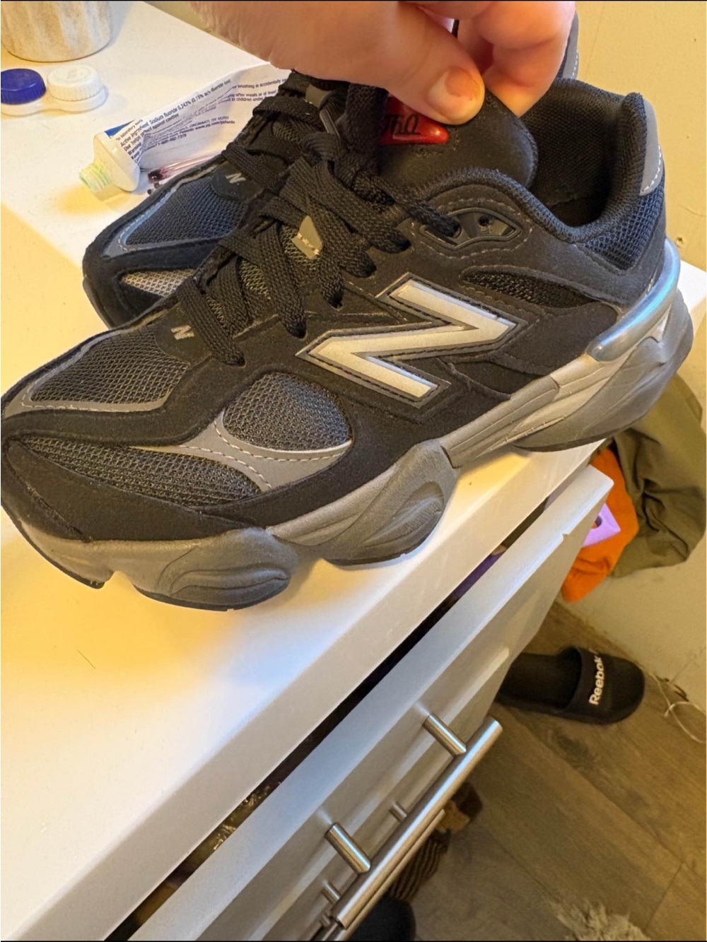 New Balance Kids Black & Gray Mesh Athletic Sneakers